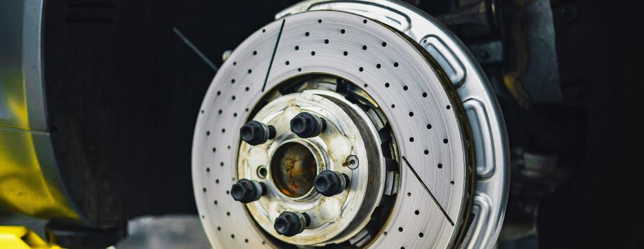 close up of vehicle brake disc